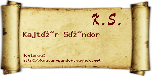 Kajtár Sándor névjegykártya